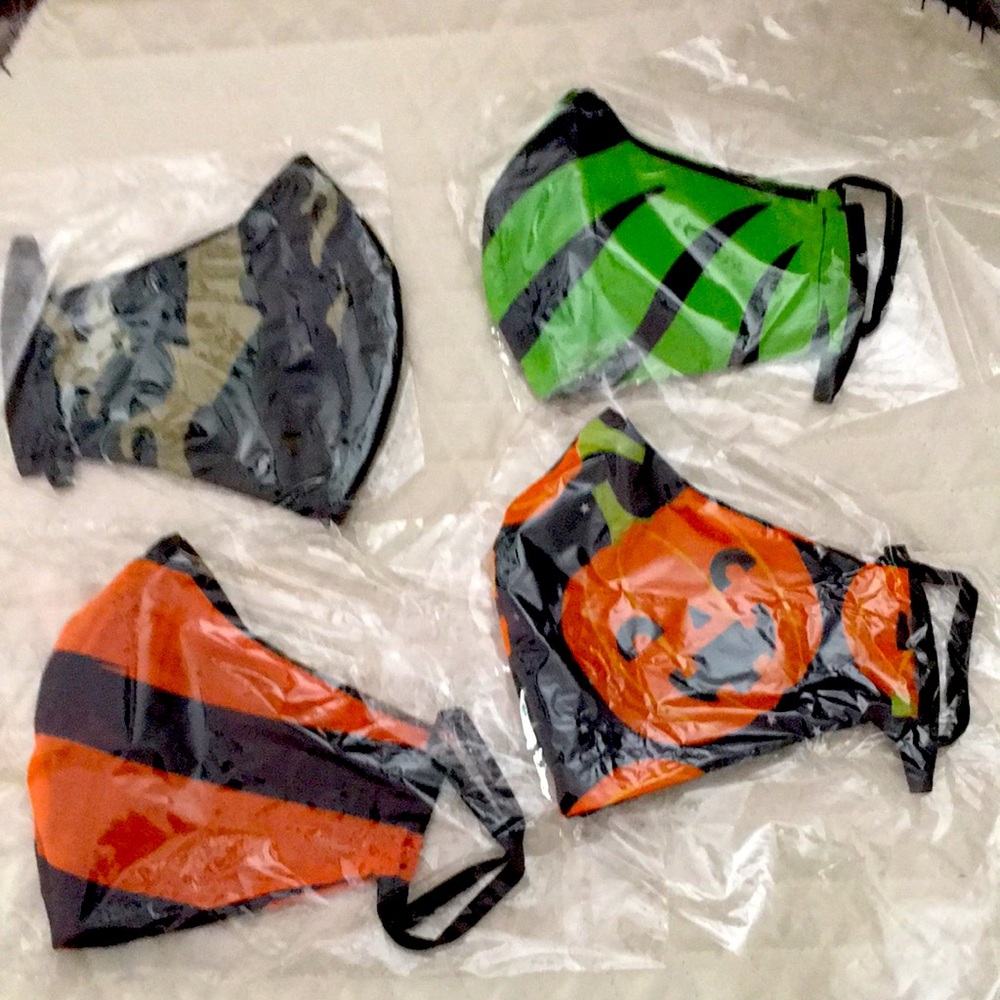 WashablevColorblock Face Masks - Orange, Green, Gray, Black